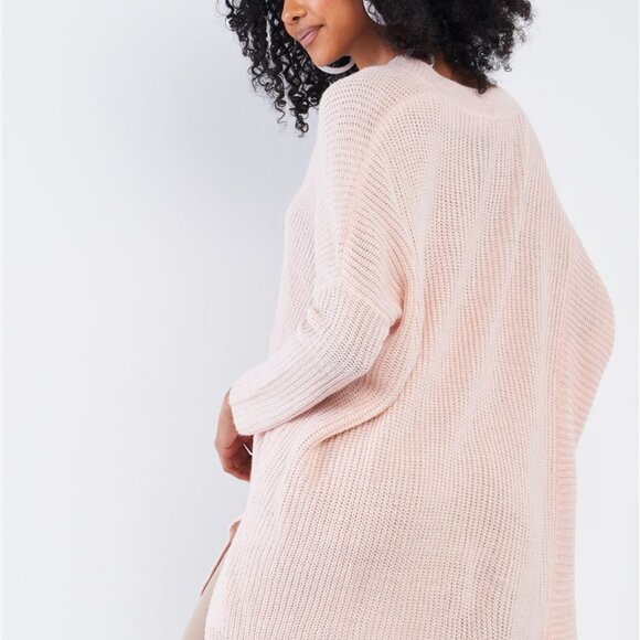 Soft Baby Pink Tunic Knit Sweater - Picture 3 of 6